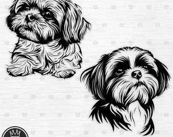 Shih tzu Svg file, Shih tzu Lovers SVG, Shih tzu Silhouette Png, Shih tzu Clipart, Shih tzu Mom gift, Shihtzu Dad Cute Shih Tzu face Cricut