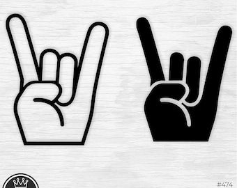 2 ROCK ON HAND SVG Pack, Rock Hand Silhouette, Rock on Hand Vektor-Datei, Rock Musik Band Clip Art Rock Band Tshirt Rock and Roll Design-Datei