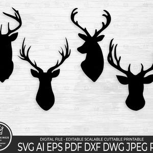DEER Head Svg bundle, Buck Svg, Deer svg, Deer Png, Deer Head Clipart, Deers svg, Hunting Cut File Files for Cricut Silhouette Deer T-shirt