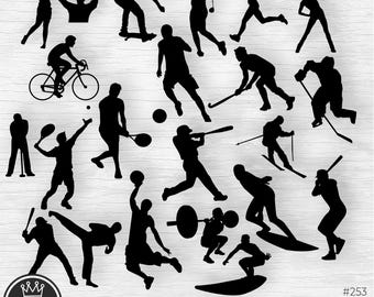 Sport Silhouettes Svg bundle files, Sports Png Sports clip art Ícone de esportes Arquivo de corte de esportes Elementos de design de esporte Símbolo de esportes Jogadores de esporte