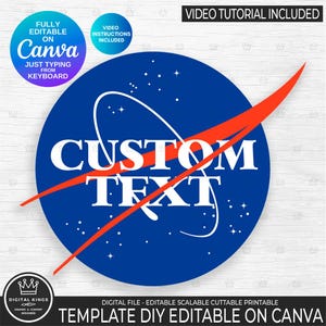 NASA logo for Canva Easy editable text Template Canva free version friendly Rocket Space Science DIY Customize Personalize using keyboard