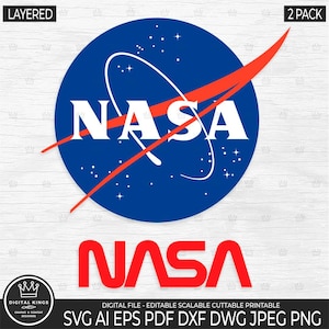 2 NASA logos Svg file layered, Nasa Svg, NASA Vector logo for Cricut Silhouette, Nasa Cut File Clipart Space Science design Instant Download
