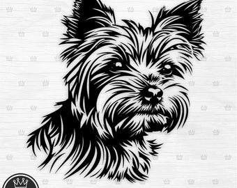 Svg-bestand Yorkshire Terrier, Yorkie Dog SVG, YorkShire png, schattige Yorkie gezicht clipart, Yorkie silhouet vectorbestand Cricut Yorkie Mom tee