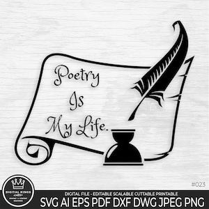 Poesie ist mein Leben svg, Poesie ist mein Leben schneiden Datei, Poesiepapier Blatt Clipart, Poesie-Liebhaber Png, Poesie Clipart, Poesie Geschenk, Poesie tshirt