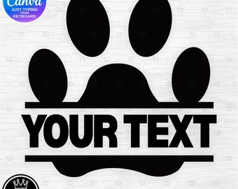 DIY DOG Paw Monogram Easy editable text template for Canva Free version friendly Personalize using the keyboard Puppy Kitty ID Memorial