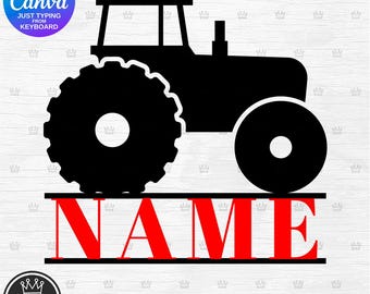 DIY Tractor Split Monogram Template for Canva free version friendly Customize UNLIMITED designs using keyboard change Name Color Pattern