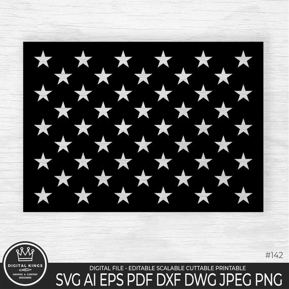 50 Stars American Flag SVG Solid Stencil File American Flag Stars