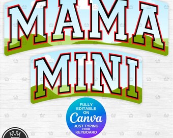 DIY MAMA MINI Sport Font Frame Template, Canva free version friendly Customize Personalize your design choosing Color, Pattern or Background