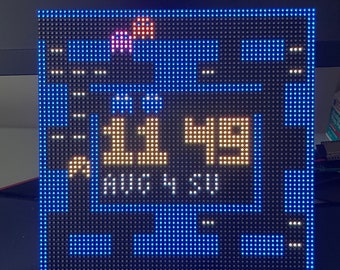 Pacman Clock (15 clockfaces included + a 3D print stand)