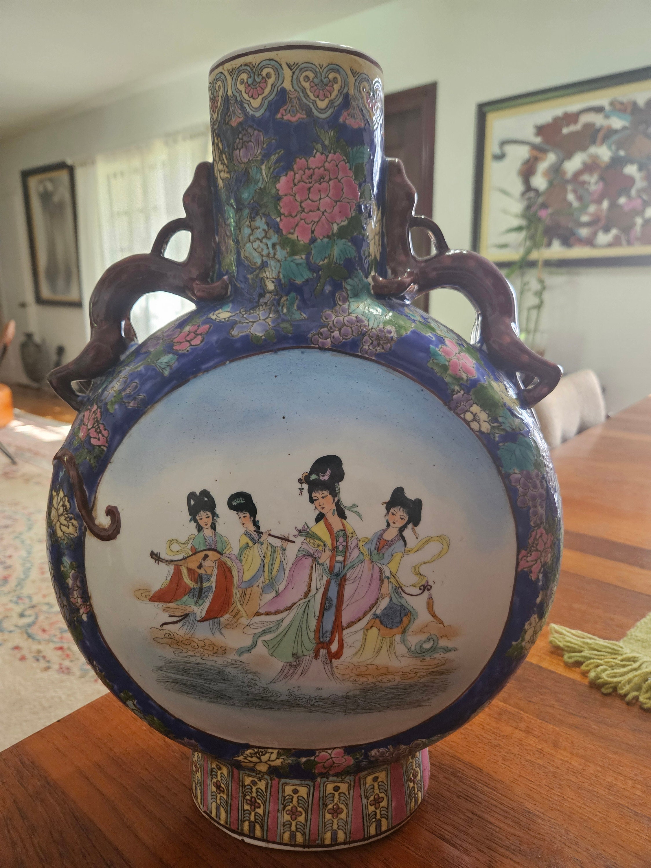 4人の芸者が描かれたヴィンテージの中国磁器の花瓶。 - Etsy 日本