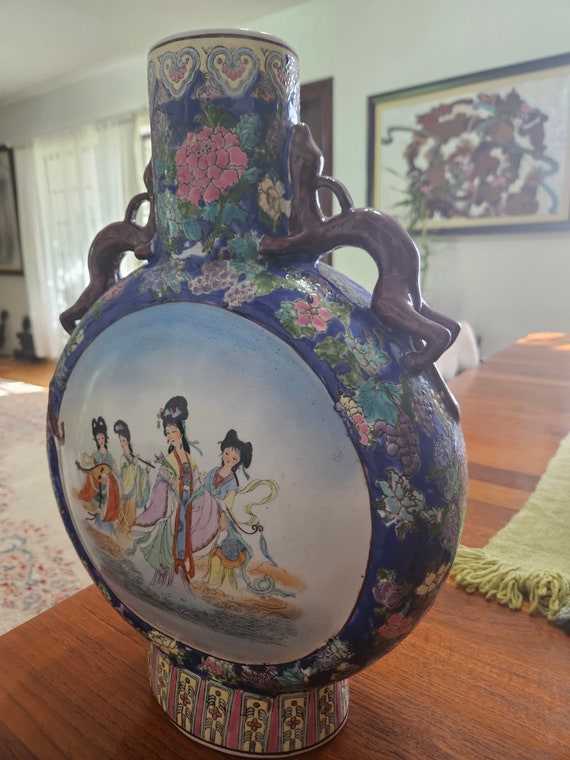 4人の芸者が描かれたヴィンテージの中国磁器の花瓶。 - Etsy 日本