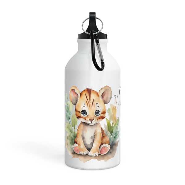 Trinkflasche/Sportflasche/Aluminiumflasche mit Tigermotiv und personalisiert