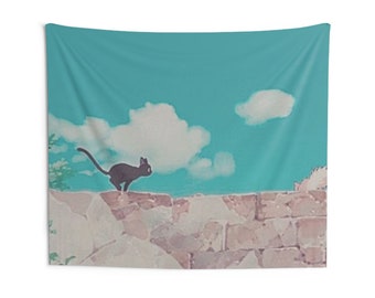 Studio Ghibli Inspired Indoor Wall Tapestry Black Cat