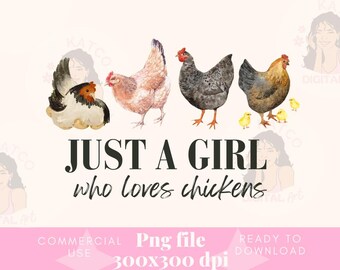 Just A Girl Who Loves Chickens png, girly png, western design, western png, digitale download, sublimatieontwerp, Farmlife png, zuidelijke clipart