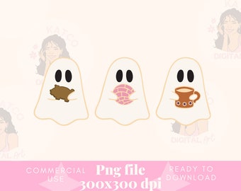 Ghost Pan Dulce Png,Concha Png,Halloween Png,Hispanic Png,Herbst Png,digitaler Download,Sublimationsdesign,Geist Design,Boo Png,Hispanic Design