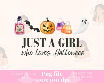 Nur ein Mädchen, das Halloween liebt, Halloween Png, trendiges Halloween Design, Herbst Png, digitaler Download, Sublimationsdesign, Kürbisdesign, Fledermaus Png,