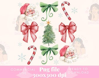 Coquette Christmas Png,Girly Christmas png, Candy Cane Design,Winter Png,Digital Download,Sublimation Design, Bow Png, Christmas Tree Design