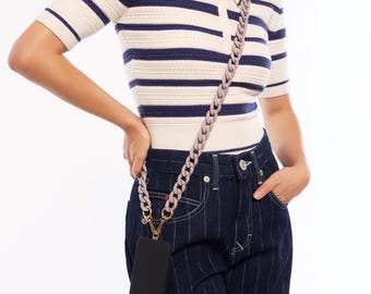Grey Matte Crossbody Phone Chain - Phone Strap With Connector