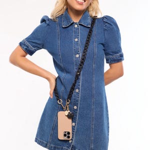 Black Matte Crossbody Phone Chain - Travel-Friendly Phone Accessory