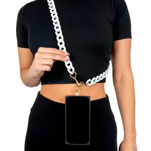 White Matte Crossbody Phone Chain - Hands-Free Phone Accessory