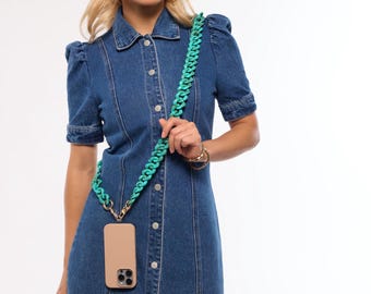 Teal Multicolored Crossbody Phone Chain - Fits All Phones