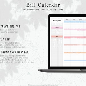 Bill Tracker Spreadsheet, Google Sheets Bill Calendar, Monthly Bill Planner, Bill Payment Dashboard, Personal Finance, Financial Planner image 2