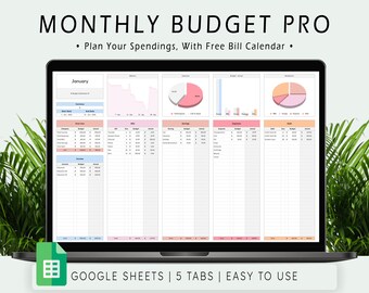 Monthly Budget Pro Spreadsheet for Google Sheets, Budget Template, Personal Budget, Paycheck Budget, Weekly Budget, Spending Tracker