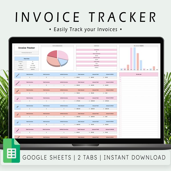 Invoice Tracker Spreadsheet Template For Google Sheets Payment Manager Invoice Generator, Invoice, Client Payments, Dashboard Small Business