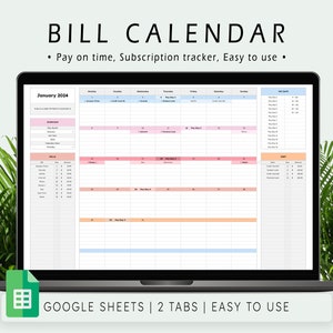 Bill Tracker Spreadsheet, Google Sheets Bill Calendar, Monthly Bill Planner, Bill Payment Dashboard, Personal Finance, Financial Planner image 1