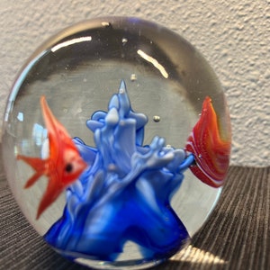 Tropical fish Murano glass paperweight