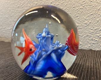 Tropical fish Murano glass paperweight