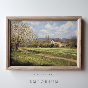 Impressionism French Countryside in Spring Oil Painting /Spring Farmhouse Decor/Cottage Decor Printable Wall Art /Printable Digital Download