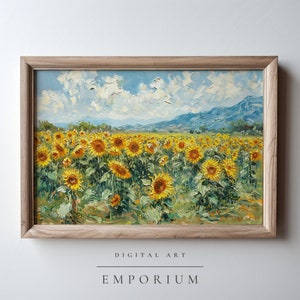Impressionism Sunflower Oil Painting / Impressionism Digital Art / Farmhouse Decor / Cottage Decor Wall Art / Printable Digital Download