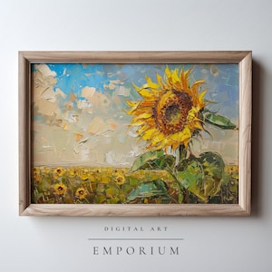 Impressionism Sunflower Oil Painting / Impressionism Digital Art / Farmhouse Decor / Cottage Decor Wall Art / Printable Digital Download
