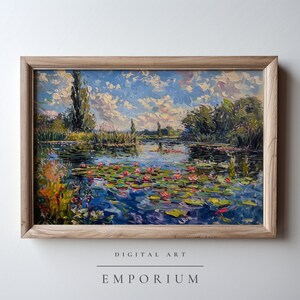 Vintage Water Lilies Oil Painting /Water Lilies Digital Print /Farmhouse Decor Printable /Cottage Decor Wall Art /Printable Digital Download