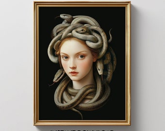 Medusa Painting Printable, Digital Download Artwork, Medusa Wall Art, Medusa Art Print Instant Download