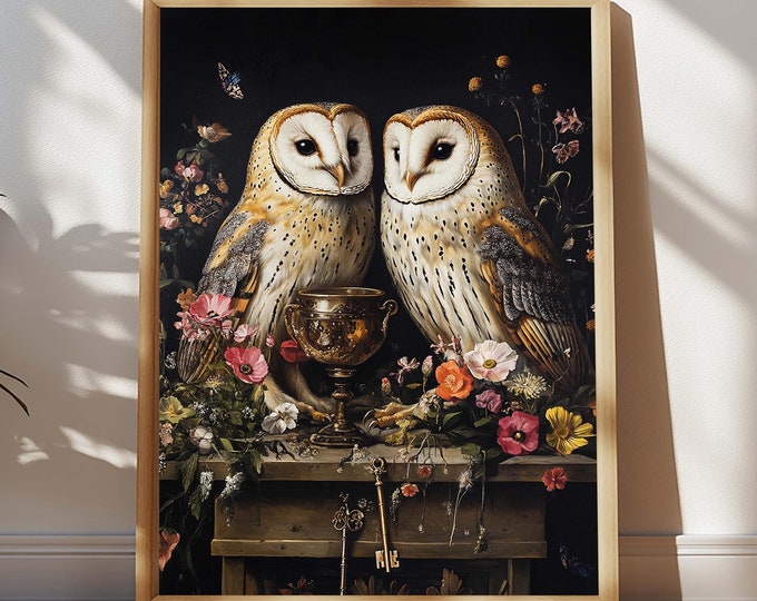 Vintage Owl Wall Decor Print Etsy