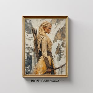 Goddess Skadi Printable Wall Art – Norse Winter Goddess Digital Download, Norse Mythology Poster, Viking Nordic Decor