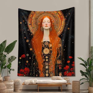 Freya Goddess Tapestry – Norse Pagan Wall Art, Witchcraft Decor, Mythology-Inspired Wiccan Altar Hanging, Tarot-Inspired Witch Tapestry