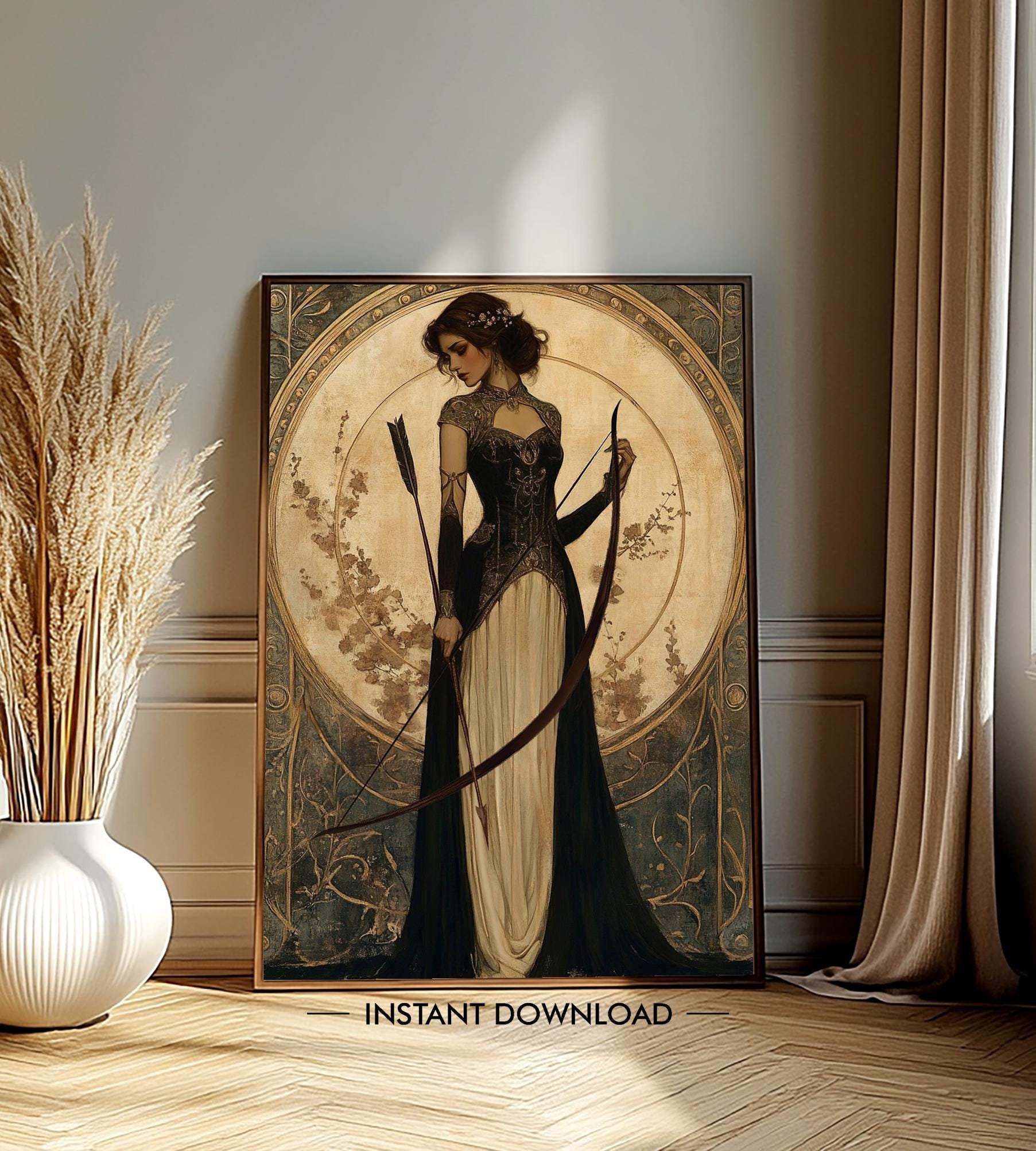 Goddess Artemis Wall Art PRINTABLE, Artemis Greek Goddess of Hunting, Artemis Premium Poster INSTANT DOWNLOAD, Greek Mythology Wall Decor
