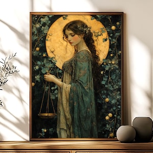 Themis Premium Matte Poster, Greek Goddess of Justice, Divine Order and Law, Greek Mythology, Goddess Themis Painting