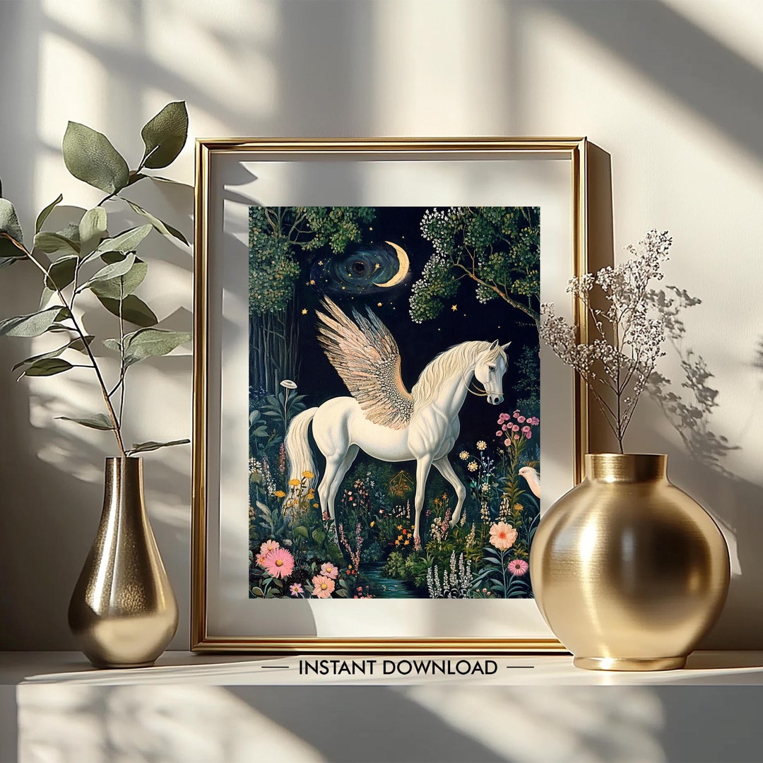 White Pegasus Wall Art PRINTABLE, Mythological Animals Art Decor ...