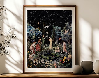 Mystical Shaman Wall Art, Pagan Spiritual Poster, Ethereal Witchcraft Decor
