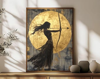 Goddess Artemis Painting Premium Matte Poster, Artemis Art Print, Artemis Wall Art