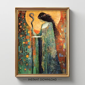 Hygieia Wall Art PRINTABLE, Klimt Style Goddess Hygieia  DIGITAL DOWNLOAD, Greek Mythology Wall Decor Instant Download Art