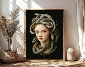 Medusa Art Print,  Greek Mythology Wall Decor, Dark Academia Medusa Poster