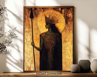 Athena Wall Art PRINTABLE, Greek Mythology Goddess Art DIGITAL DOWNLOAD, Greek Goddess of War, Athena Statue Poster, Greek Art