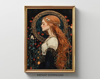 Goddess Freyja Poster PRINTABLE, Norse Goddess of Fertility DIGITAL DOWNLOAD, Freyja art Print, Norse Mythology