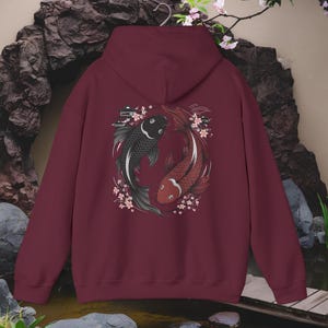 Japanese Koi Fish Hoodie, Japanese Hoodie, Koi Fish Hoodie, Japanese Aesthetic, Gift For Anime Lover, Asian Art Hoodie, Cozy Japanese Hoodie