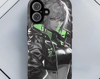 Cyberpunk Inspired Anime Phone Case, iPhone, 17 16 15 14 12 11 Pro Max, Plus, Custom Phone Case, Durable Phone Case, Anime Waifu Phone Case